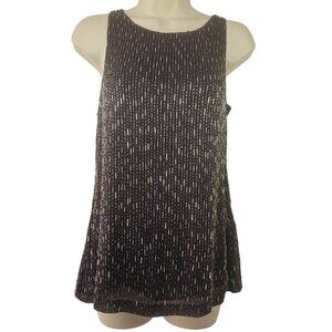 Renzo + Kai Purple Beaded Sleeveless Top Womens S Hand-Beaded Scoop Neck NWT